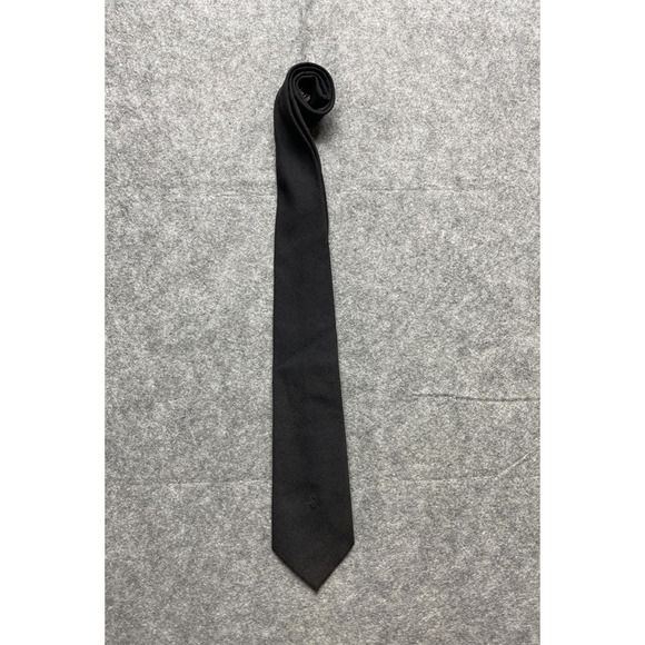 Yves Saint Laurent Tie Mens Black Slim Monogram YSL Logo Formal Necktie Dress - Picture 1 of 9